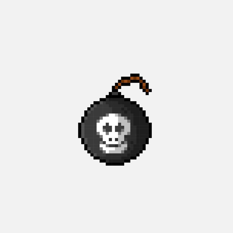 skull bomb in pixel art style vector