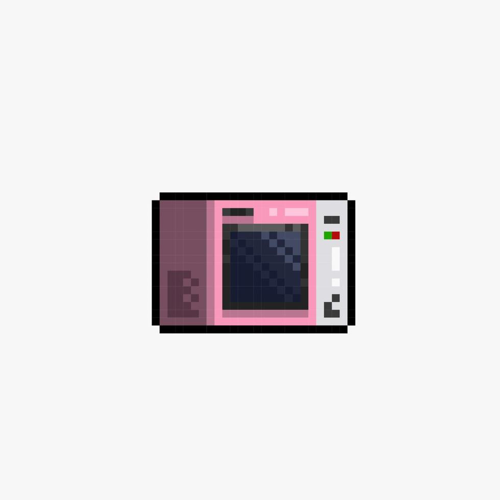 pink microwave in pixel art style vector