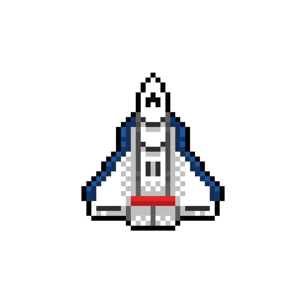 spaceship in pixel art style vector