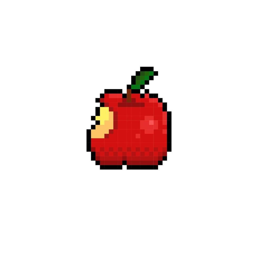 eaten apple in pixel art style vector
