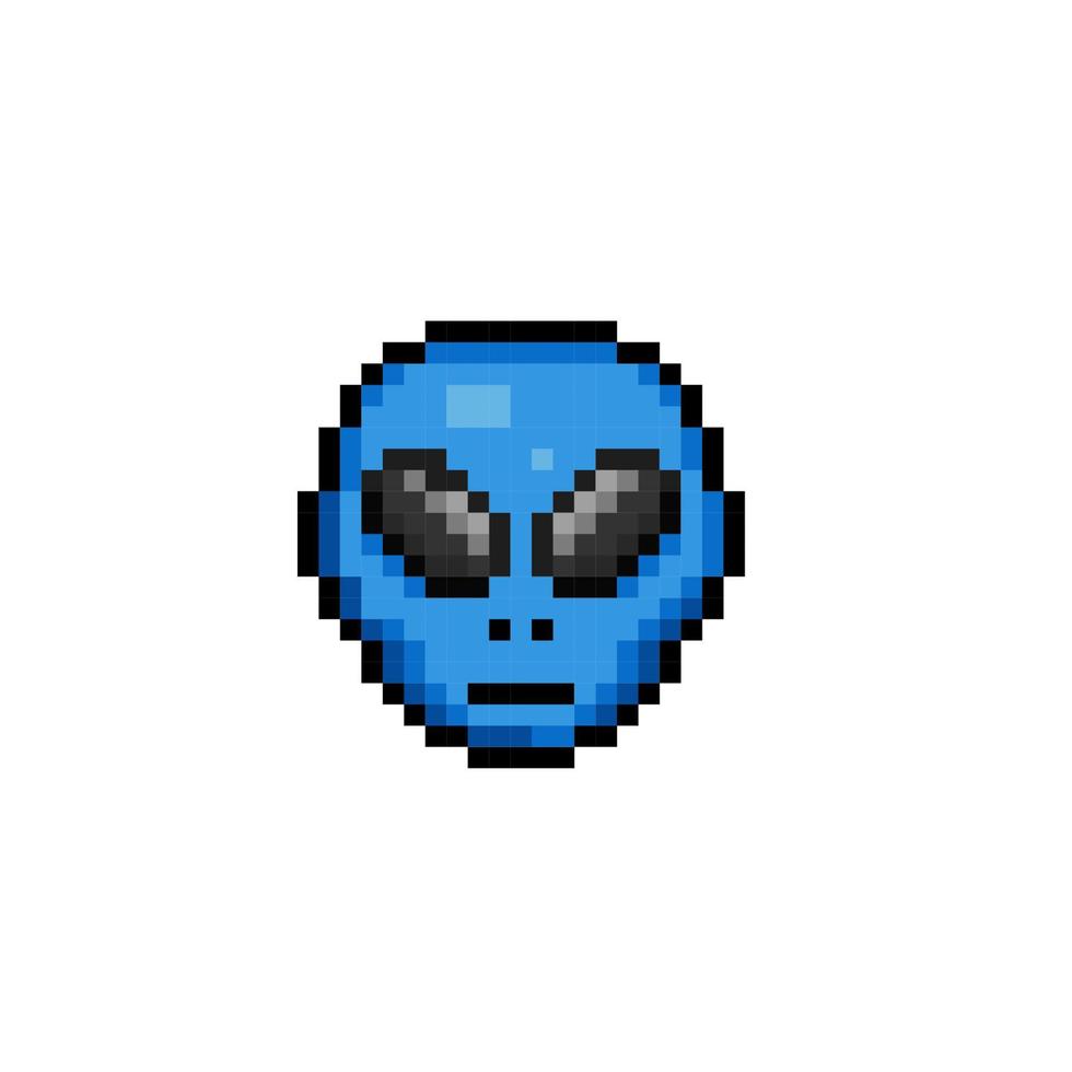 alien head in pixel art style vector