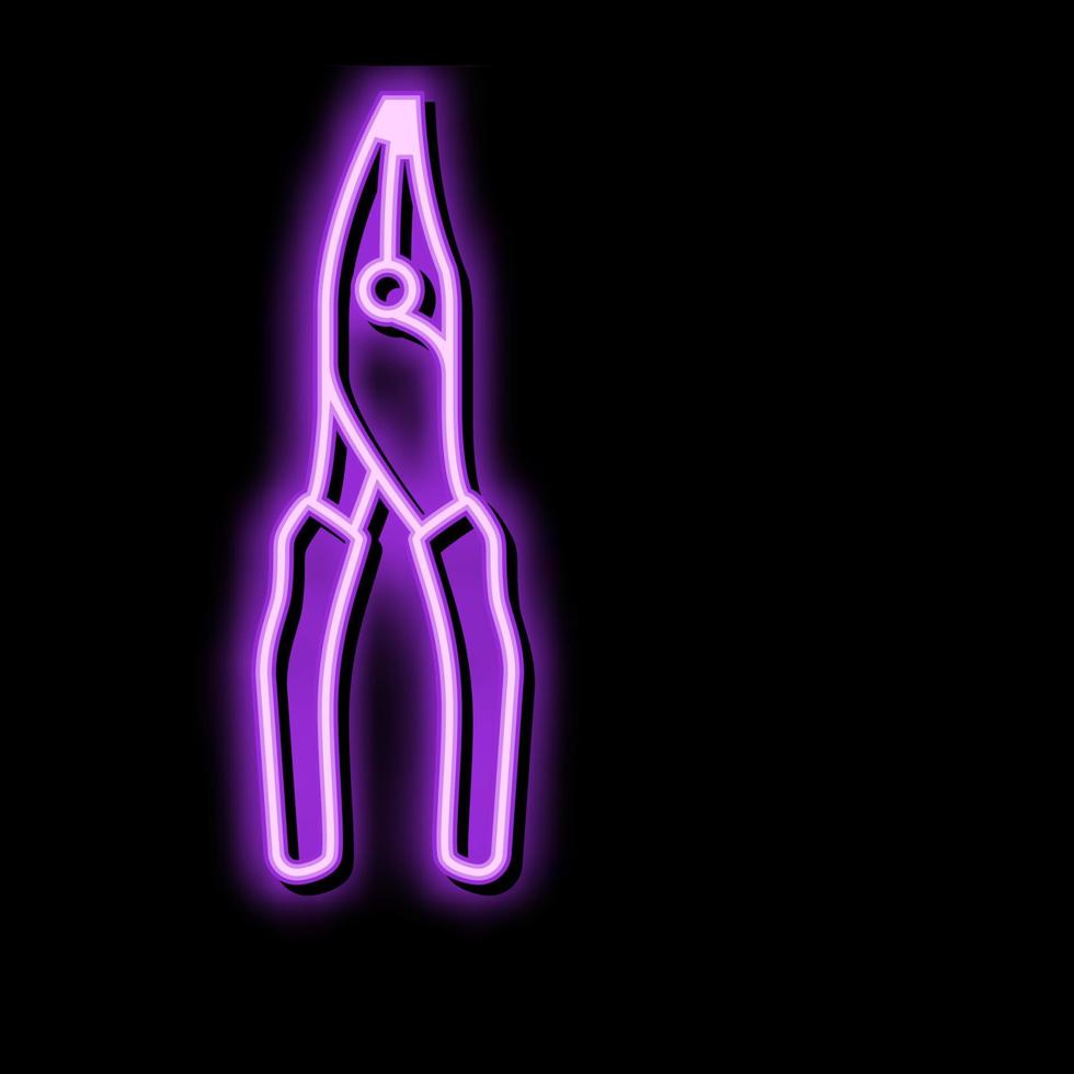 bent nose pliers neon glow icon illustration vector