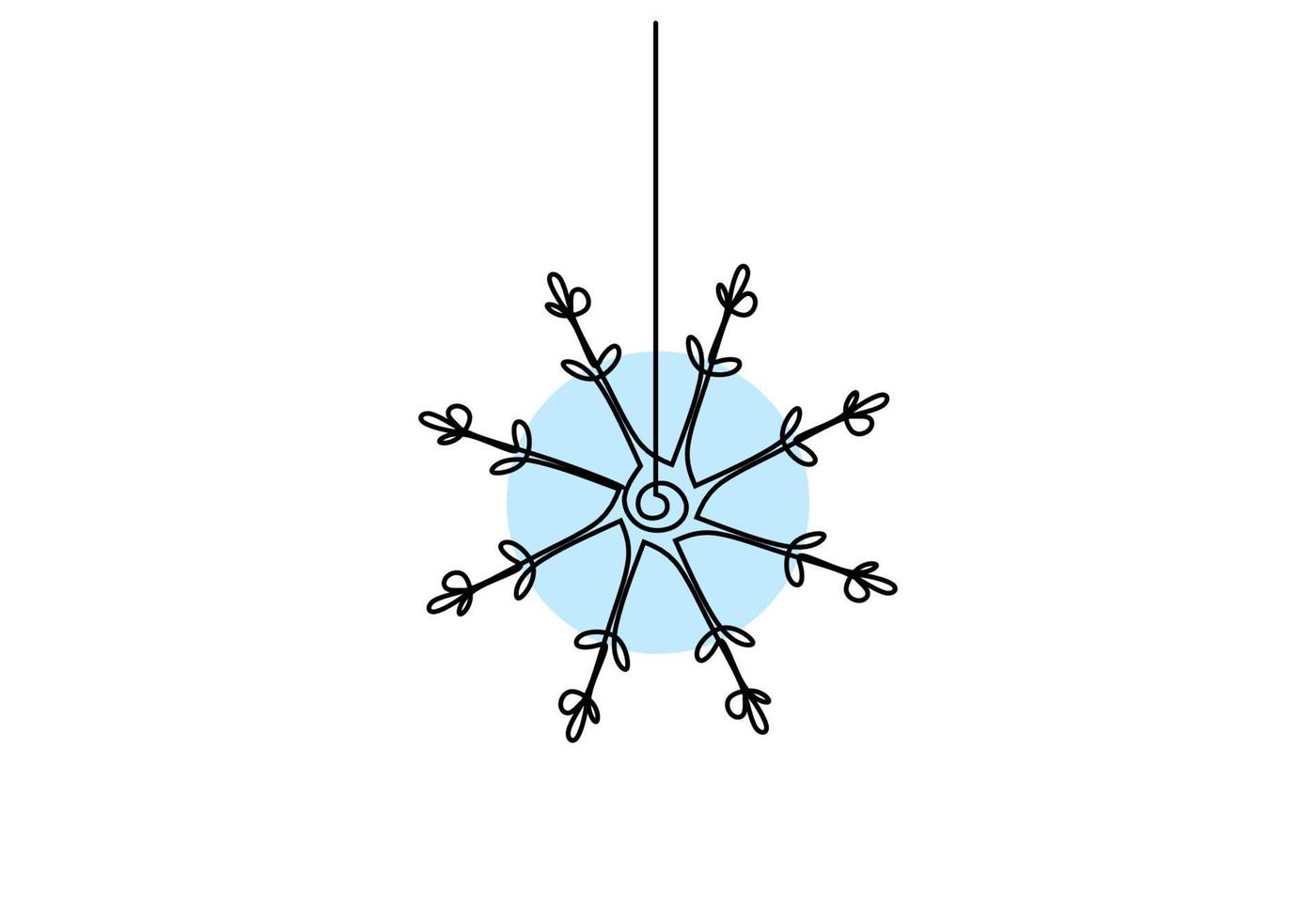 Hand drawing one single continuous line of snowflake vector