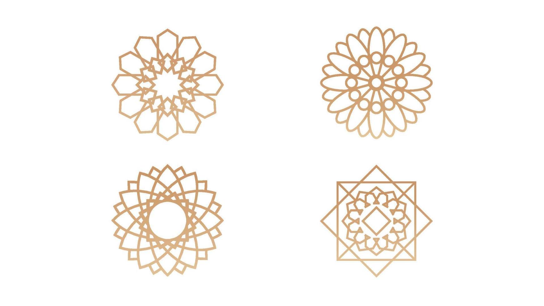 Four islamic shapes ornaments isolated on white background. vector