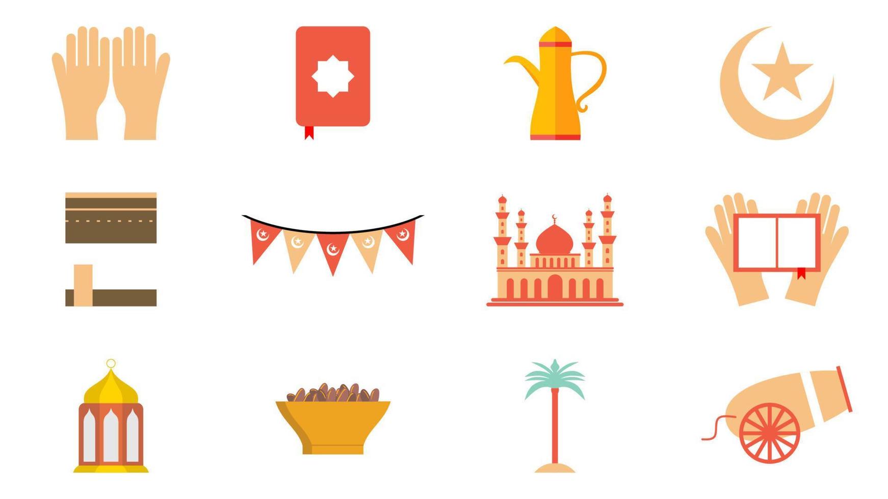 Ramadan kareem islamic ornaments isolated on white background. vector