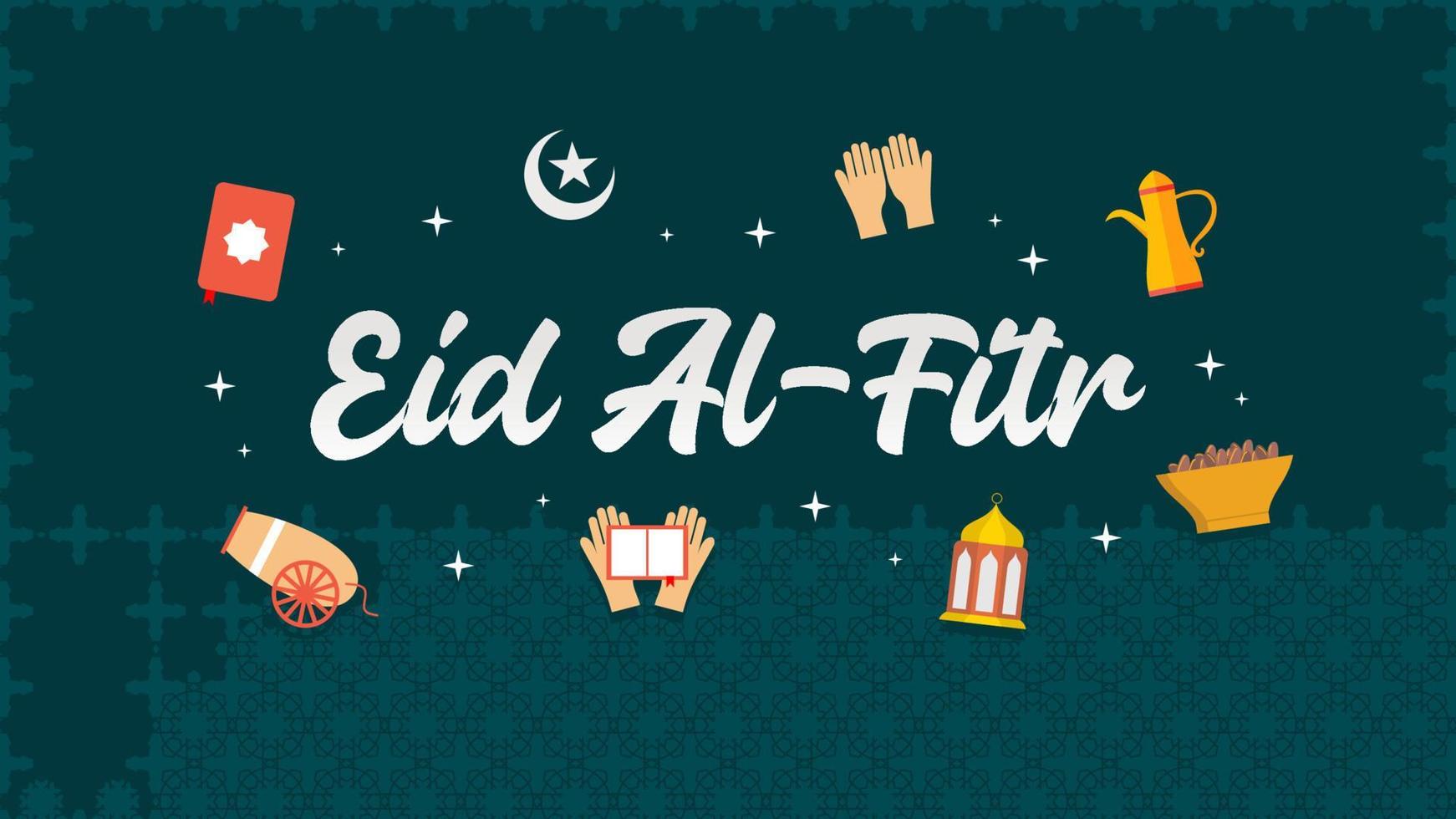 Happy eid al fitr background with islamic ornaments. vector