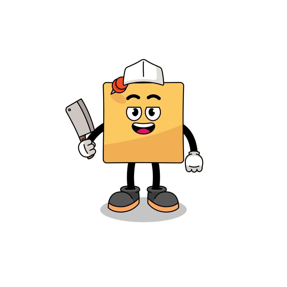 Mascot of sticky note as a butcher vector