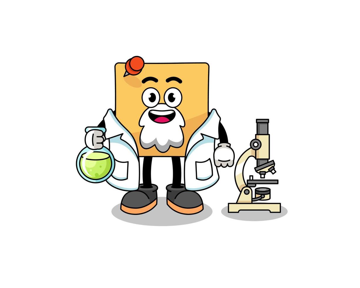 Mascot of sticky note as a scientist vector