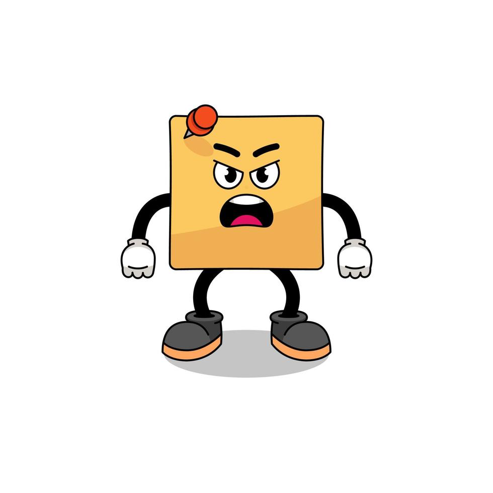 sticky note cartoon illustration with angry expression vector