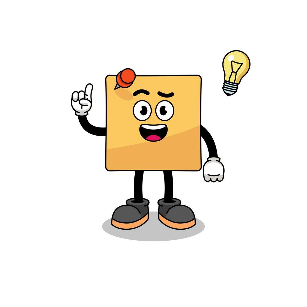 sticky note cartoon with get an idea pose vector