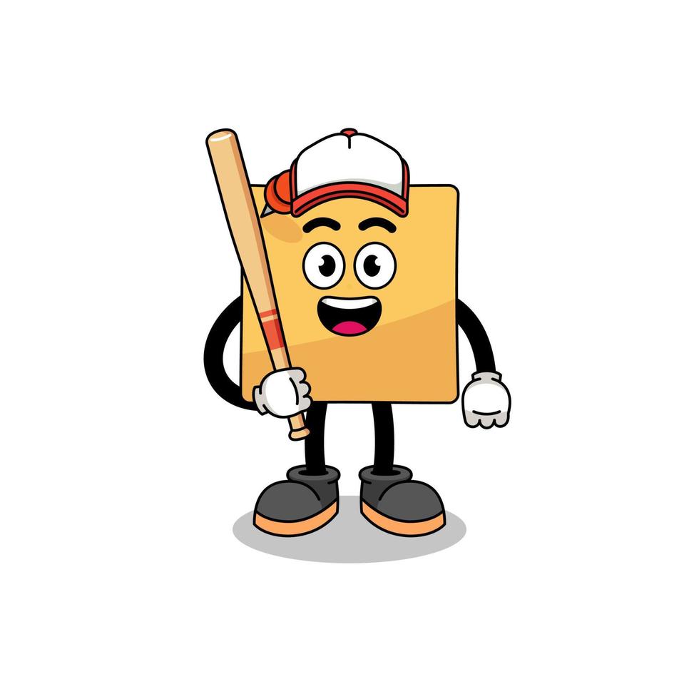 pegajoso Nota mascota dibujos animados como un béisbol jugador vector