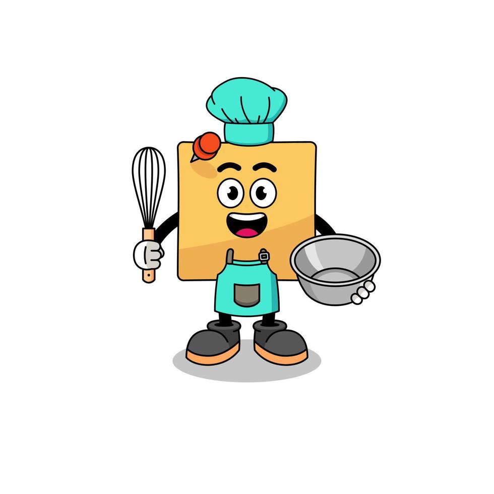 Illustration of sticky note as a bakery chef vector