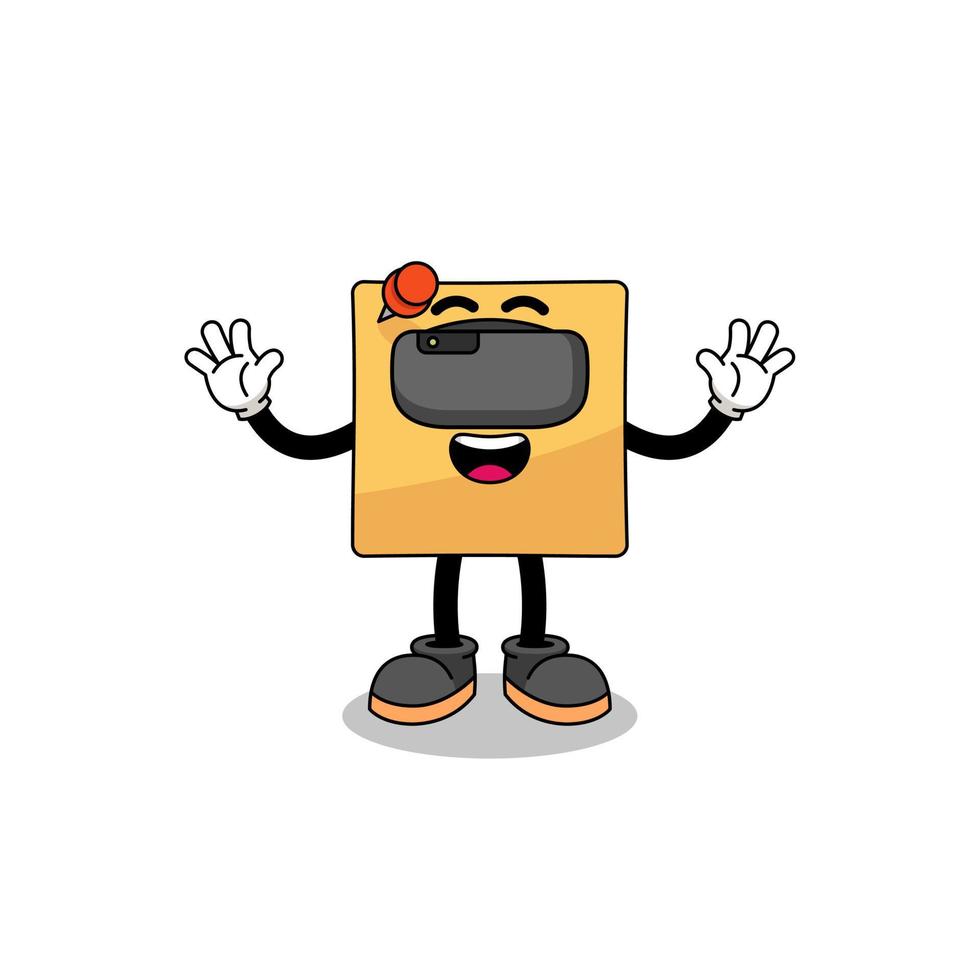 Illustration of sticky note with a vr headset vector
