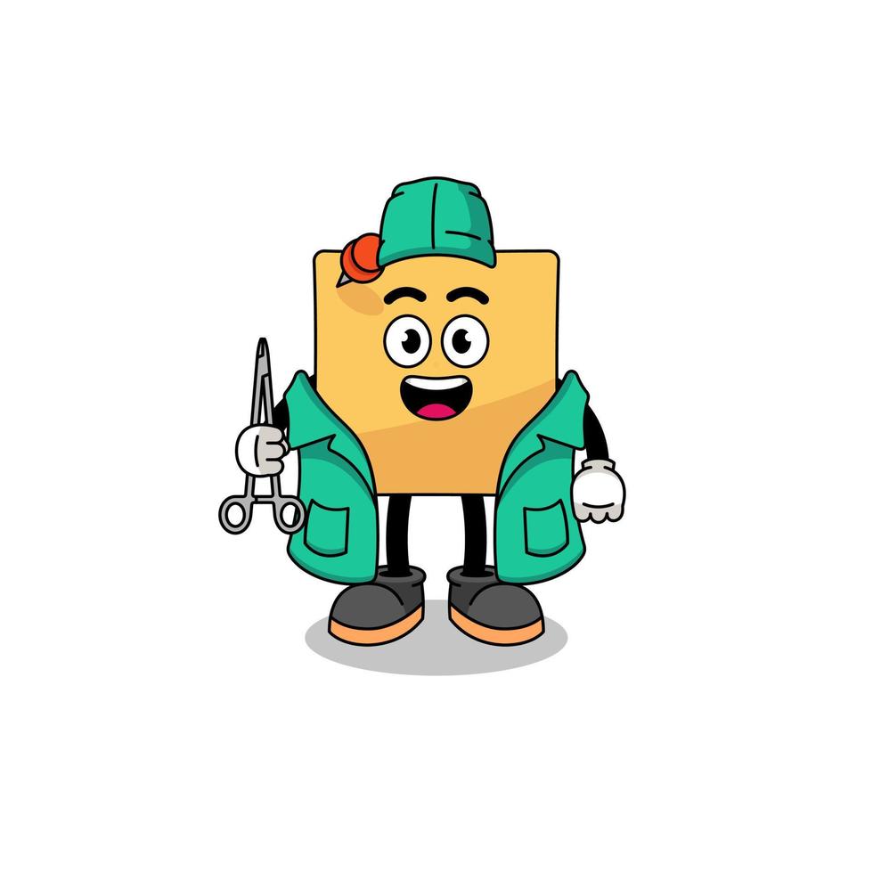 Illustration of sticky note mascot as a surgeon vector