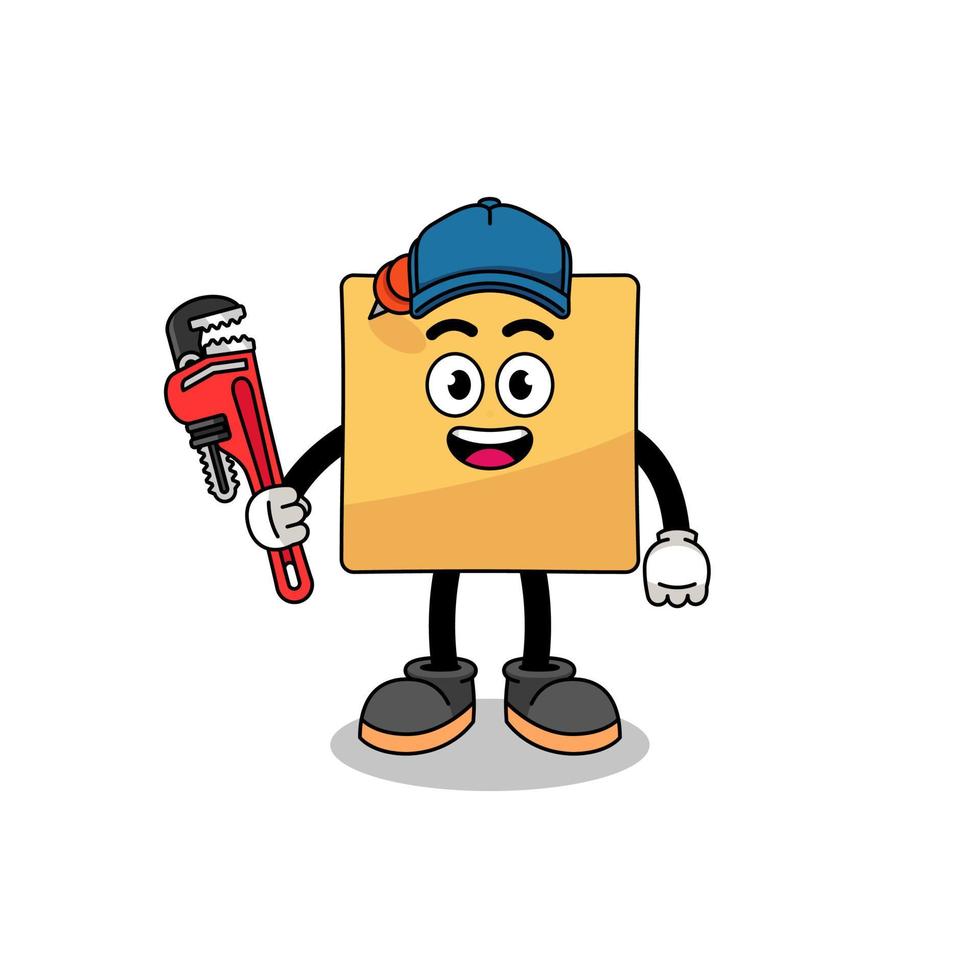 sticky note illustration cartoon as a plumber vector