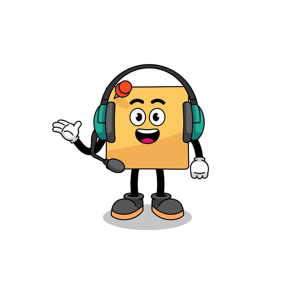 Mascot Illustration of sticky note as a customer services vector