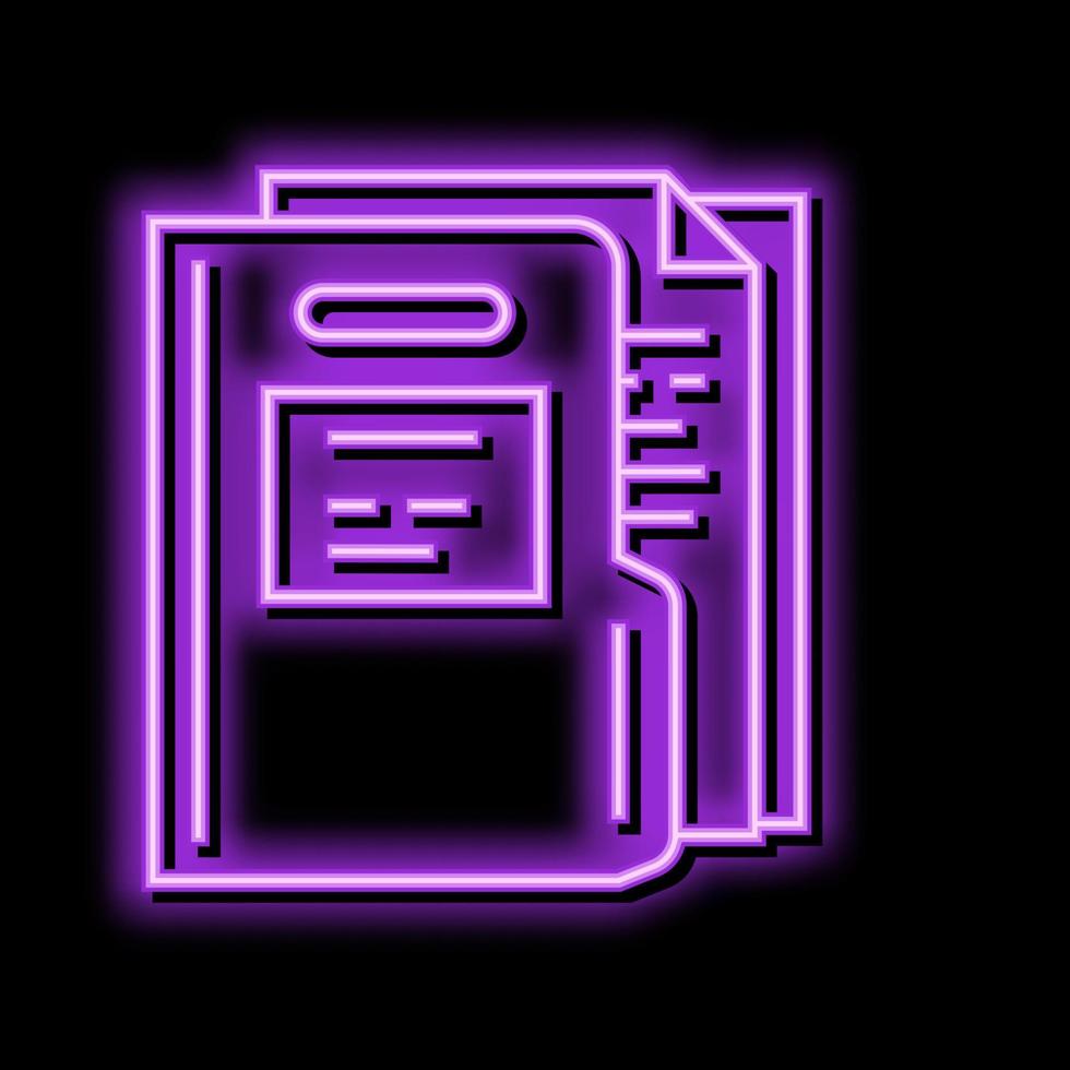 paper folder neon glow icon illustration vector