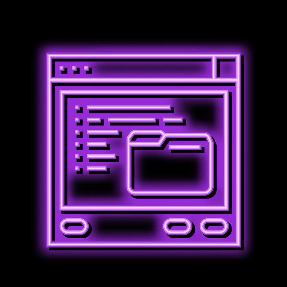 browse folder neon glow icon illustration vector