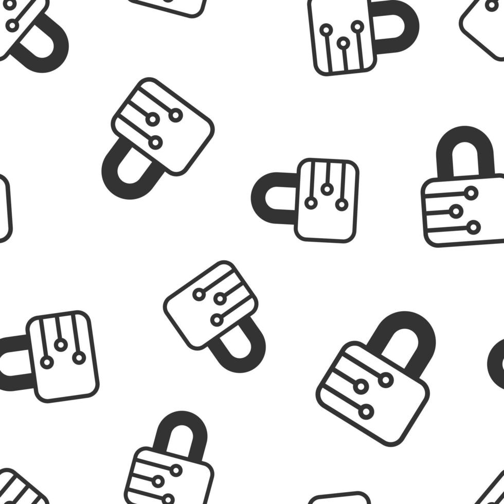 Cyber security icon seamless pattern background. Padlock locked vector illustration on white isolated background. Closed password business concept.