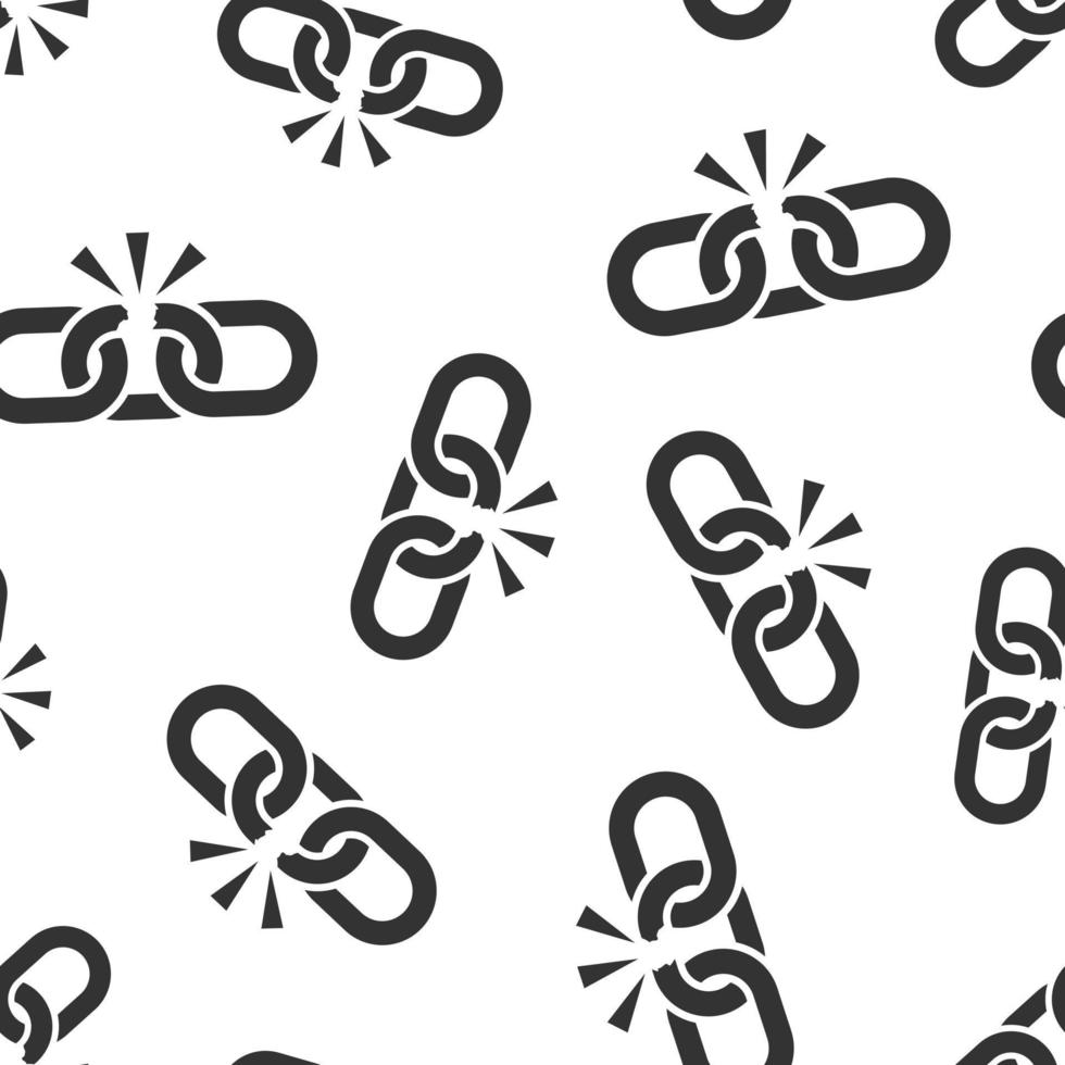 Broken chain sign icon seamless pattern background. Disconnect link vector illustration on white isolated background. Detach business concept.