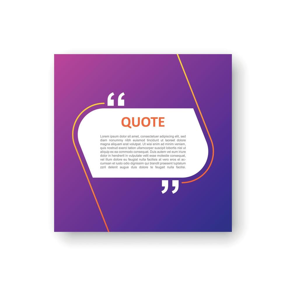 Quote frame blank template icon in flat style. Empty speech bubble vector illustration on isolated background. Textbox sign business concept.