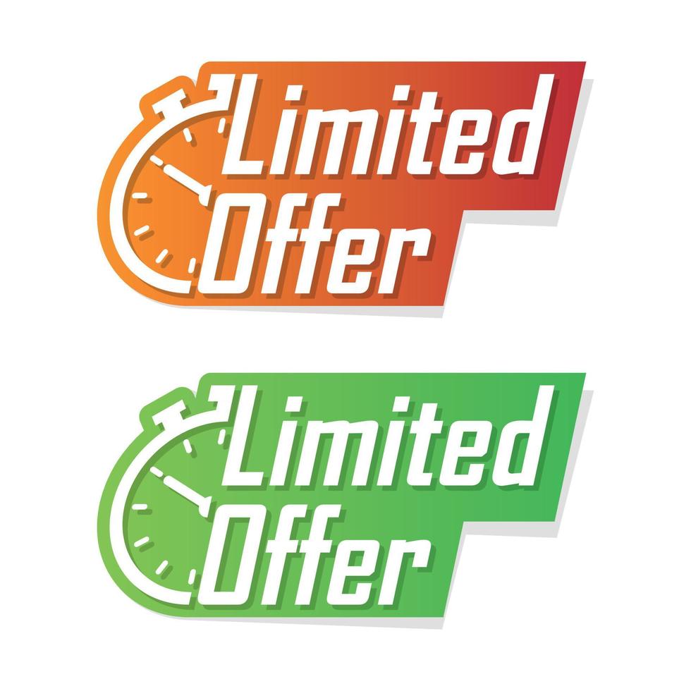 Limited offer icon in flat style. Promo label with alarm clock vector illustration on isolated background. Last minute chance sign business concept.