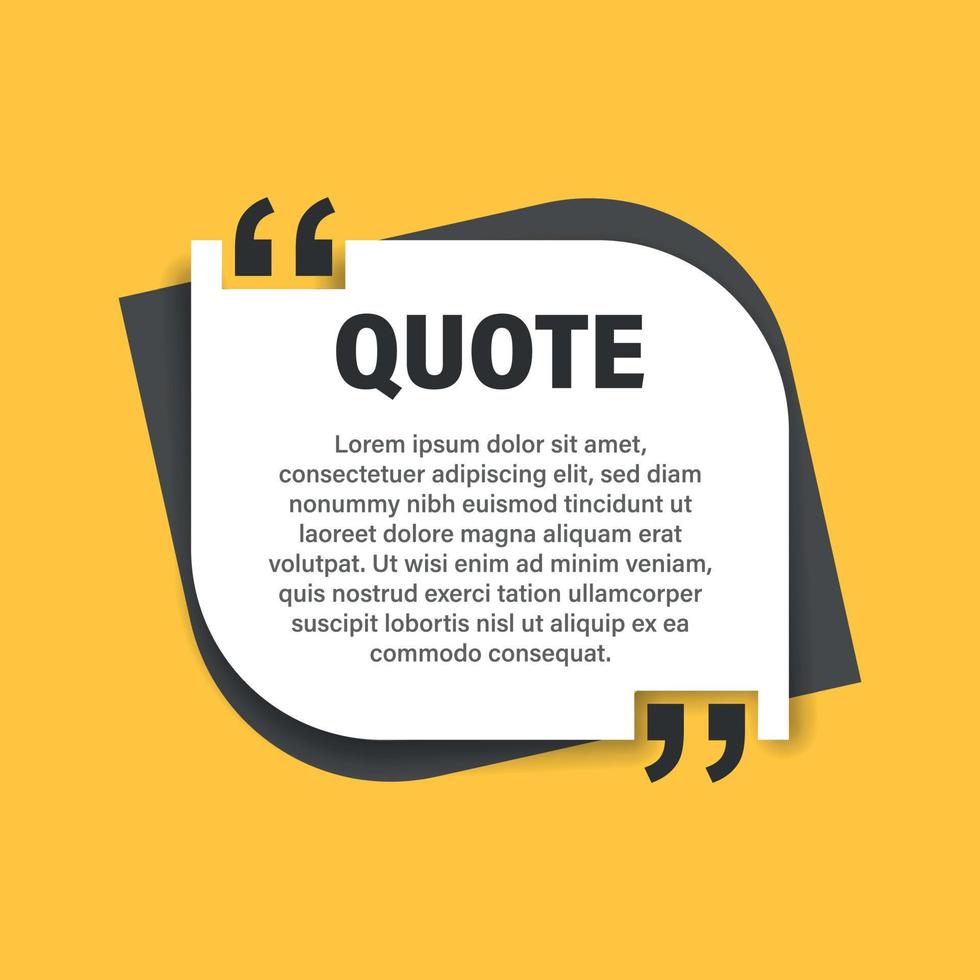 Quote frame blank template icon in flat style. Empty speech bubble vector illustration on isolated background. Textbox sign business concept.