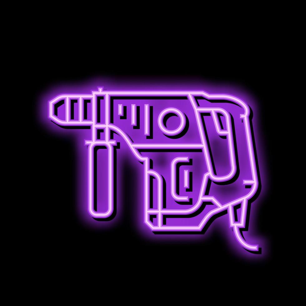 drill machine neon glow icon illustration vector