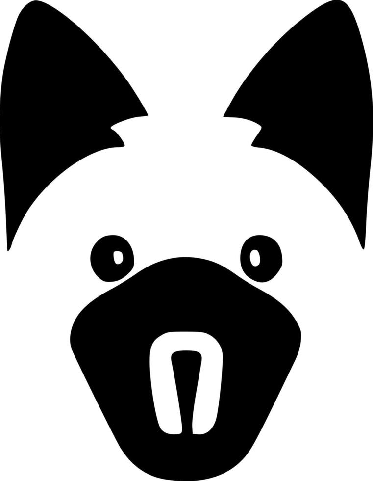 negro y blanco de perro dibujos animados icono forma vector