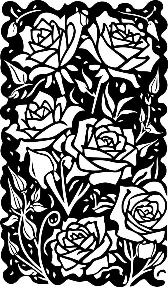 black and white of rose flower background vector