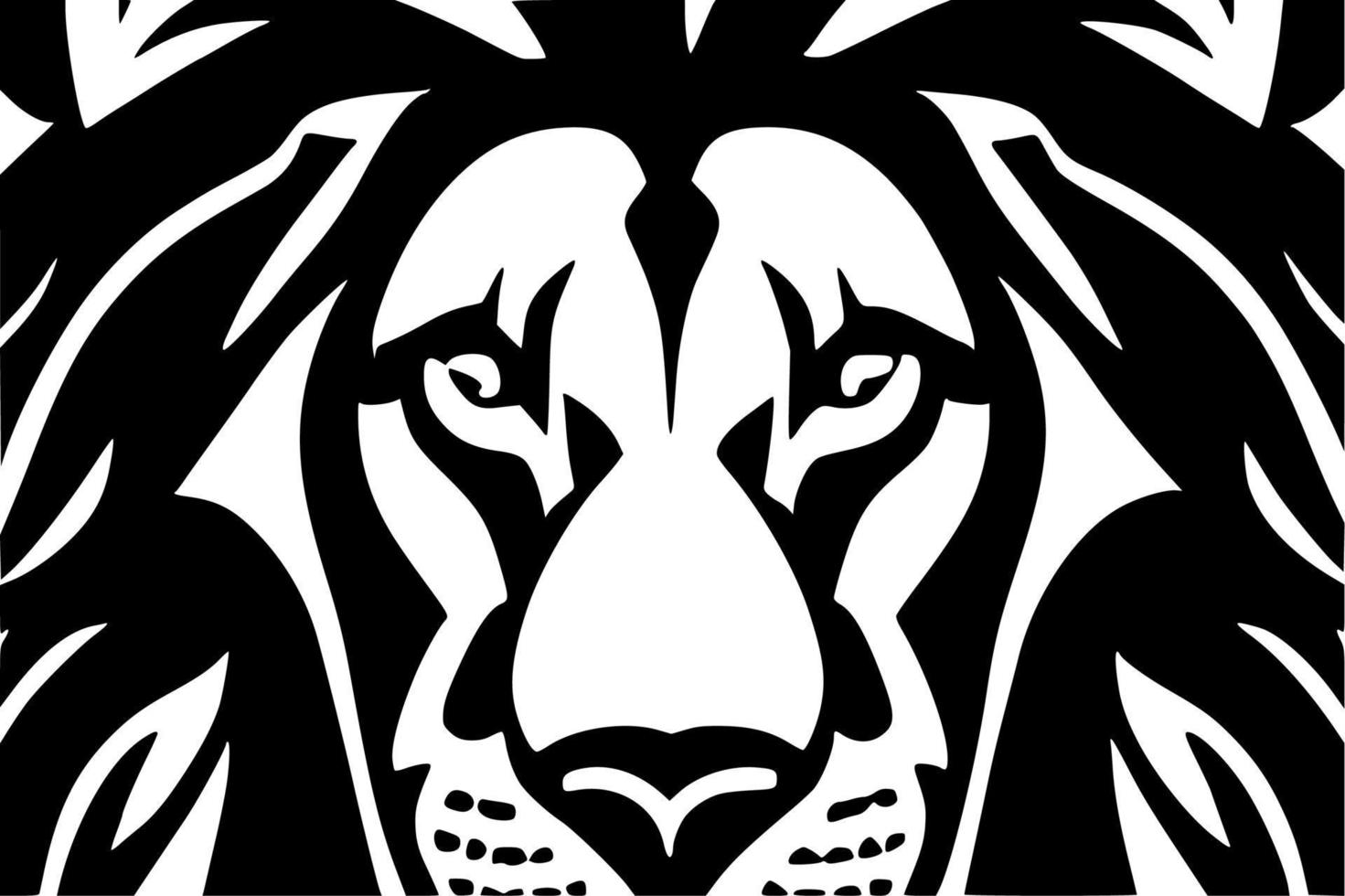 black and white of lion face vector