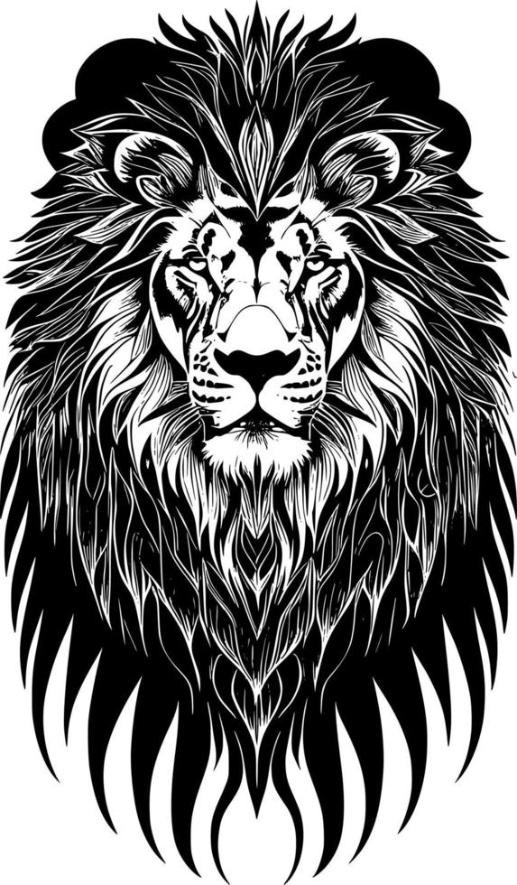 art lion head portrait, illustration vector