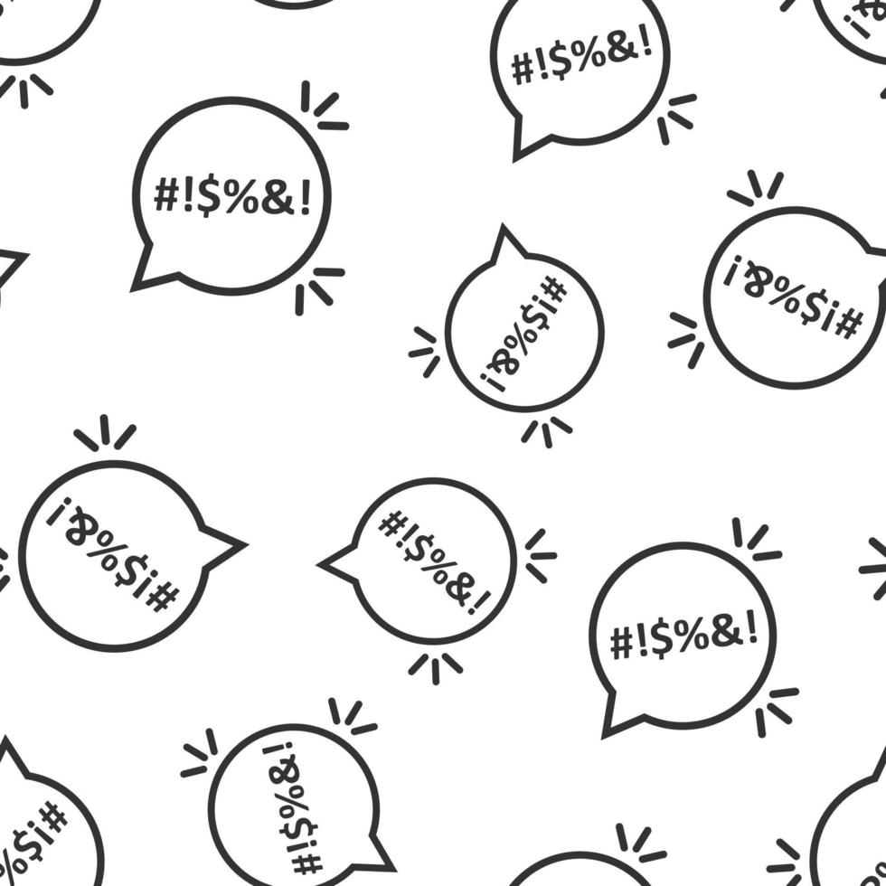 Shout speech bubble icon seamless pattern background. Complain vector illustration on white isolated background. Angry emotion business concept.