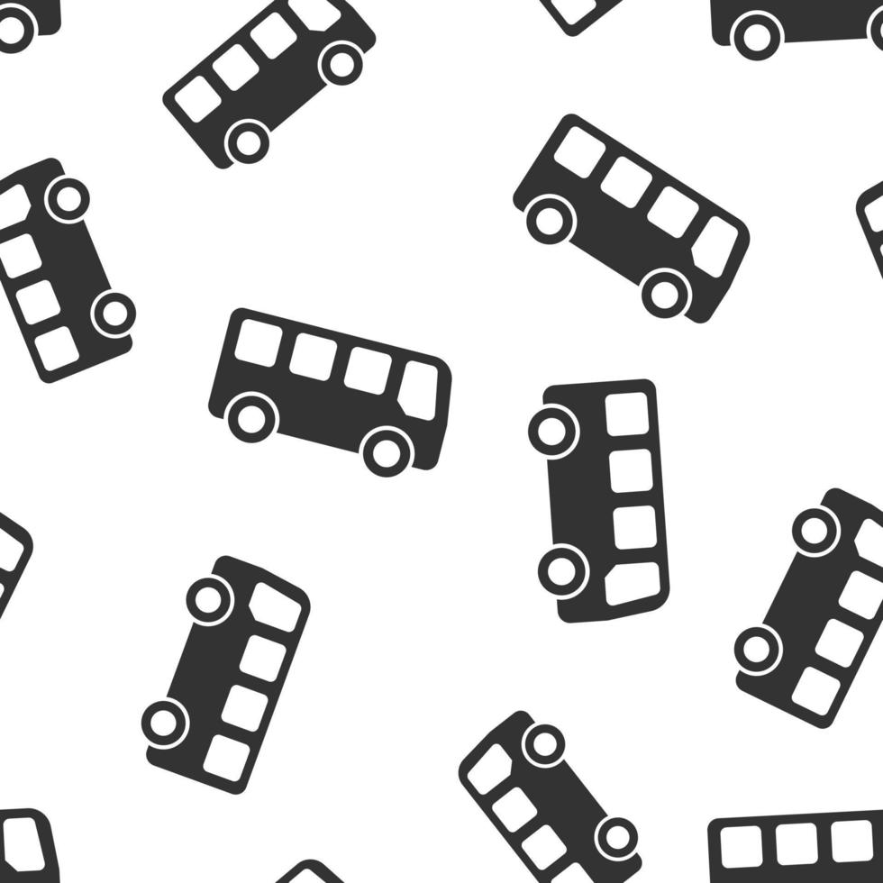 School bus icon seamless pattern background. Autobus vector illustration on white isolated background. Coach transport business concept.