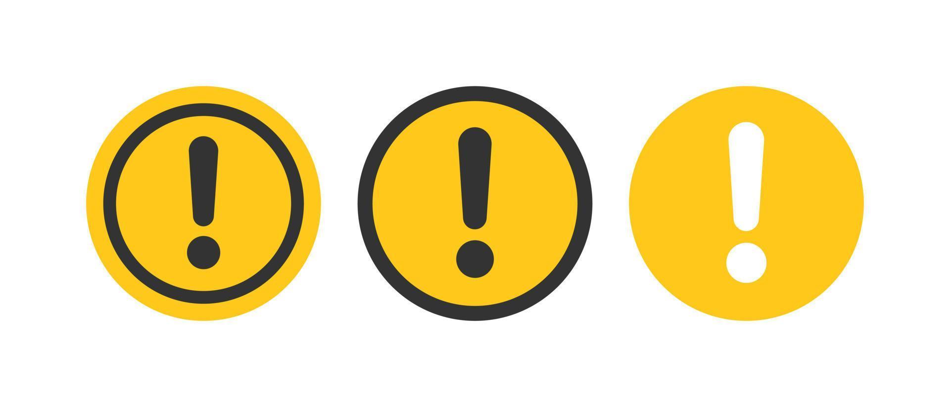 Exclamation mark set icons in flat style. Danger alarm collection vector illustration on white isolated background. Caution risk business concept.