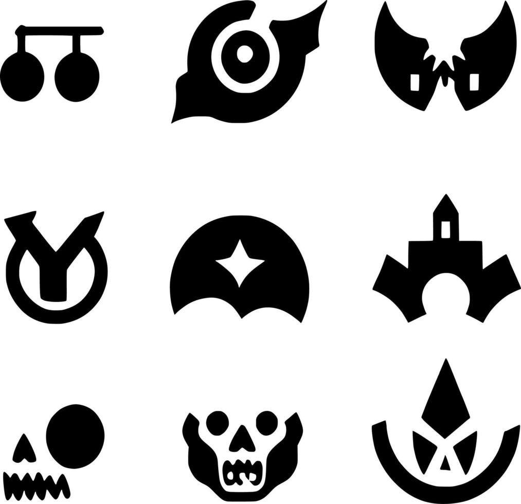 set of evil icon shape vector