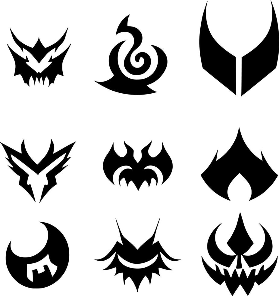 set of evil icon shape vector