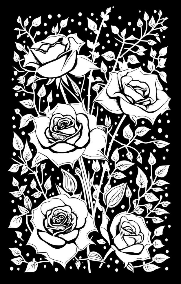 negro y blanco de Rosa flor antecedentes vector