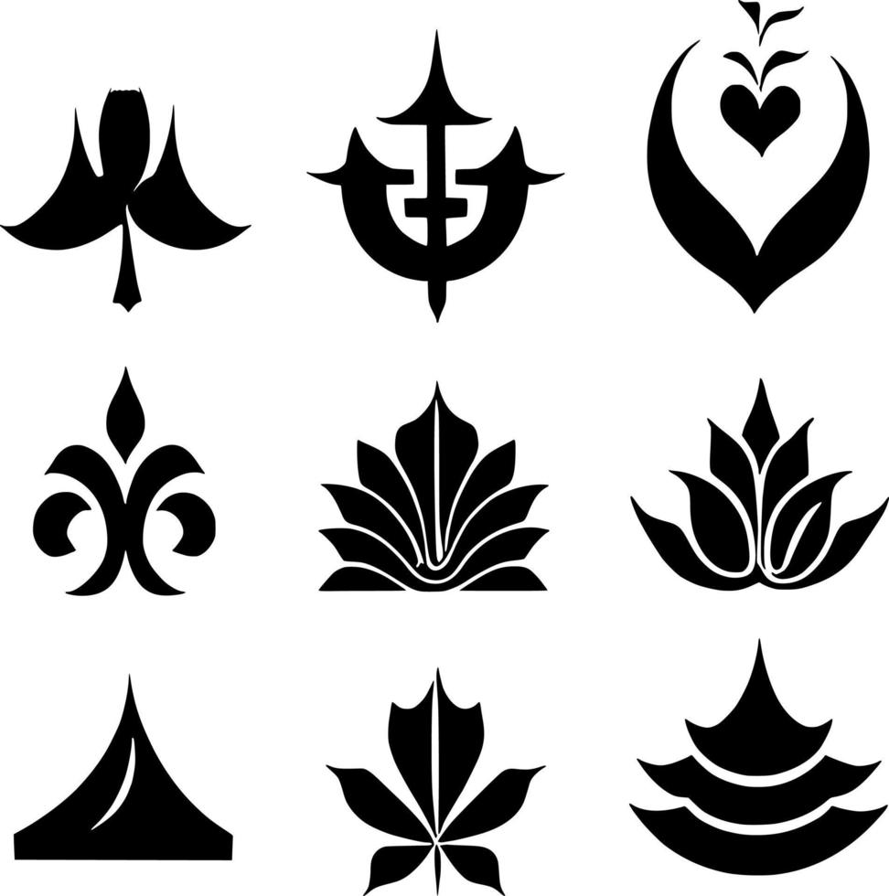 set of black and white silhouettes of different types of arms and symbols vector