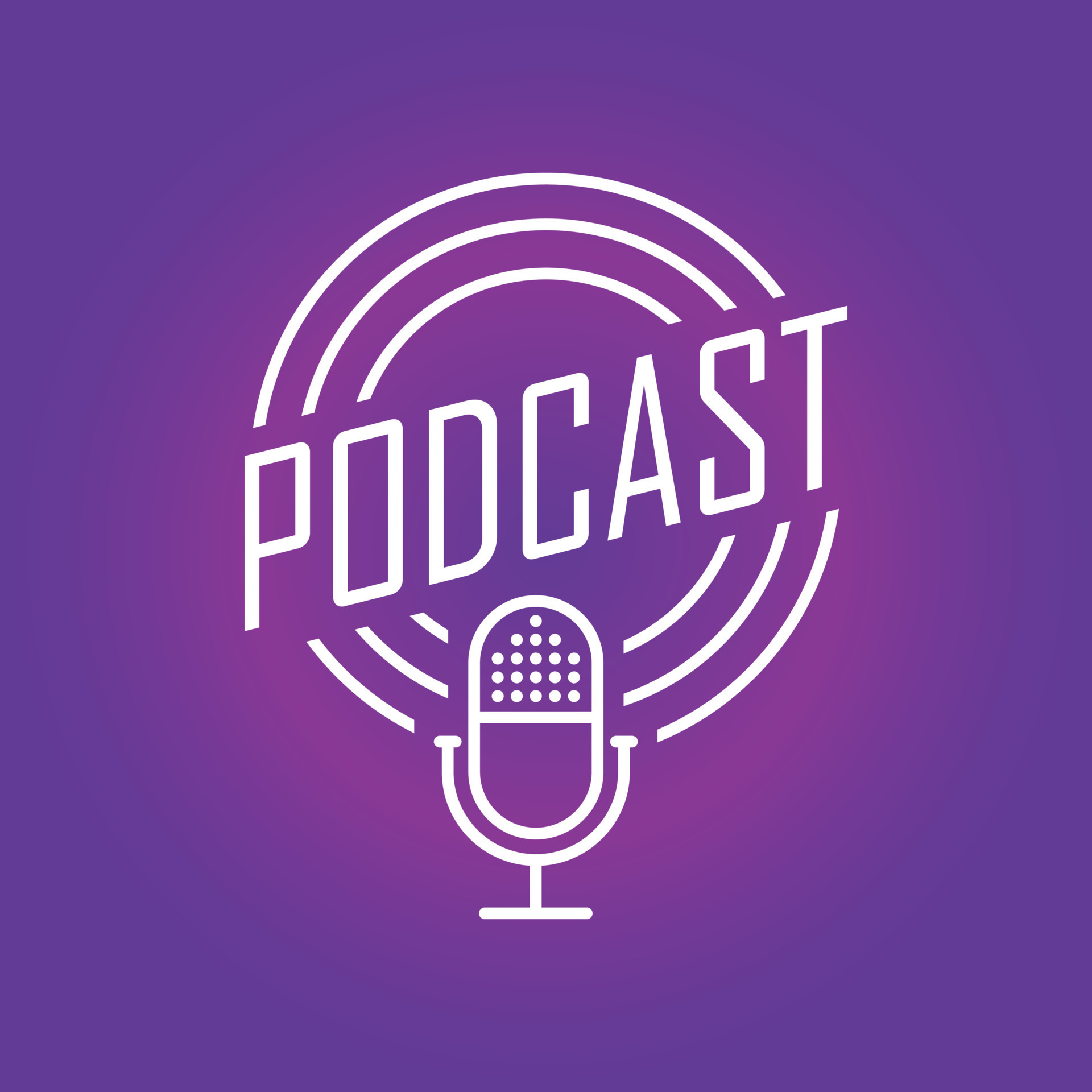 Podcast microphone icon in flat style. Audio interview vector