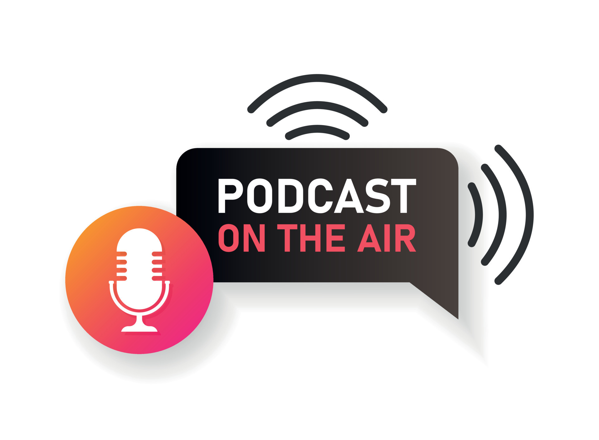 Podcast microphone icon in flat style. Audio interview vector