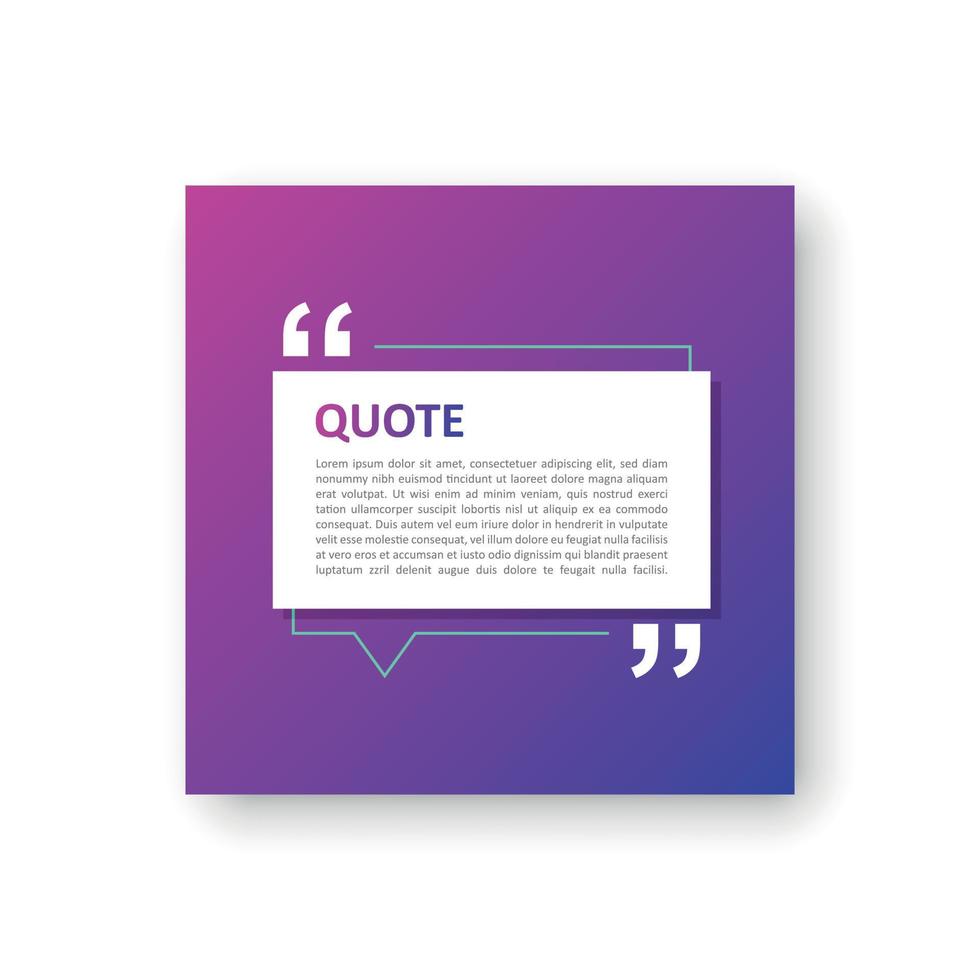 Quote frame blank template icon in flat style. Empty speech bubble vector illustration on isolated background. Textbox sign business concept.