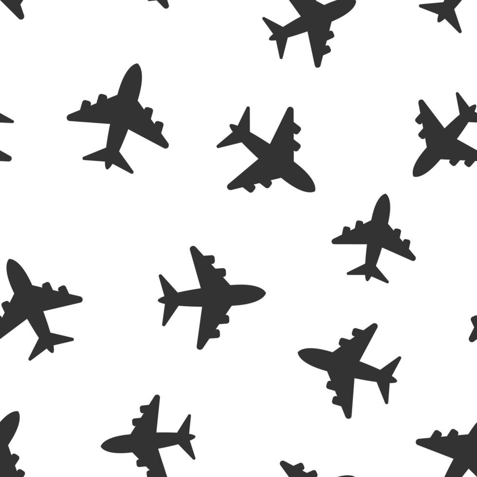 Airplane sign vector icon seamless pattern background. Airport plane illustration. Business concept simple flat pictogram on white background.