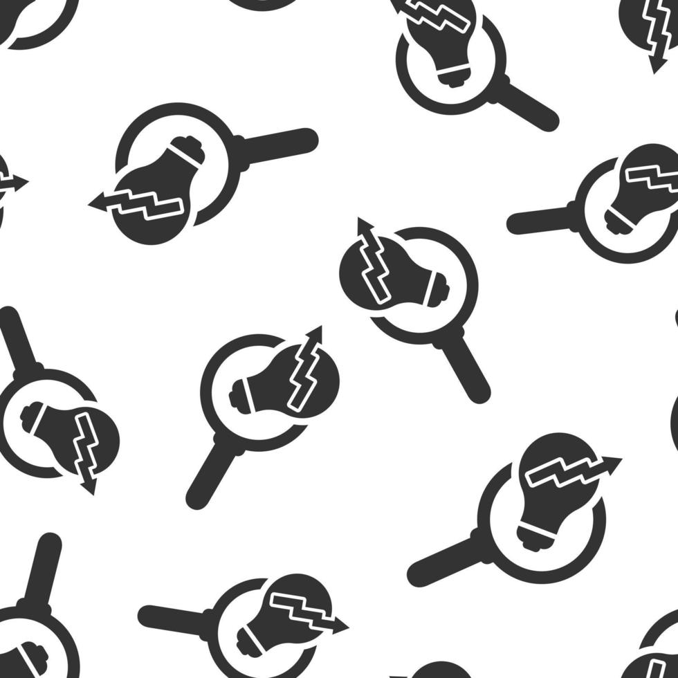Insight icon seamless pattern background. Bulb vector illustration on white isolated background. Idea business concept.