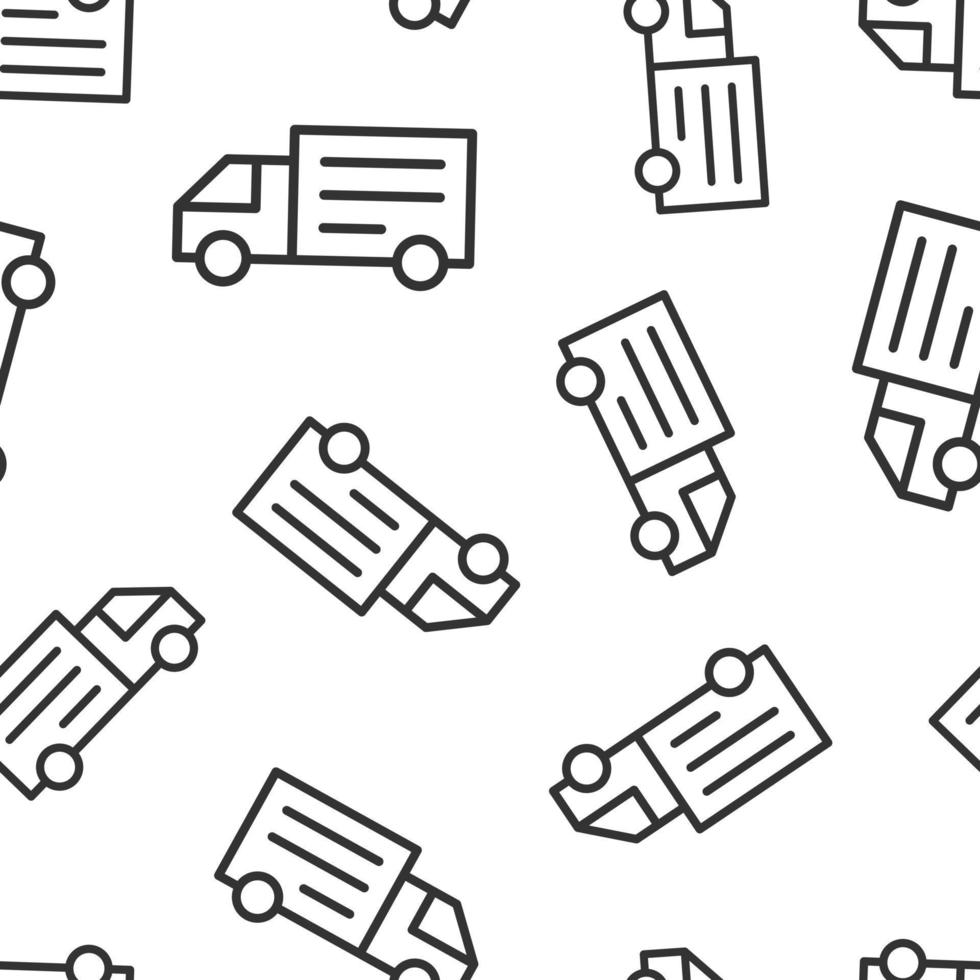 Delivery truck sign icon seamless pattern background. Van vector illustration on white isolated background. Cargo car business concept.