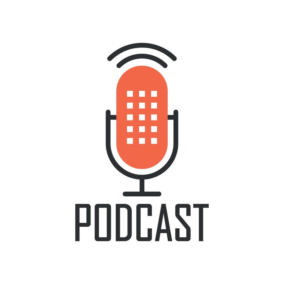 Podcast microphone icon in flat style. Audio interview vector