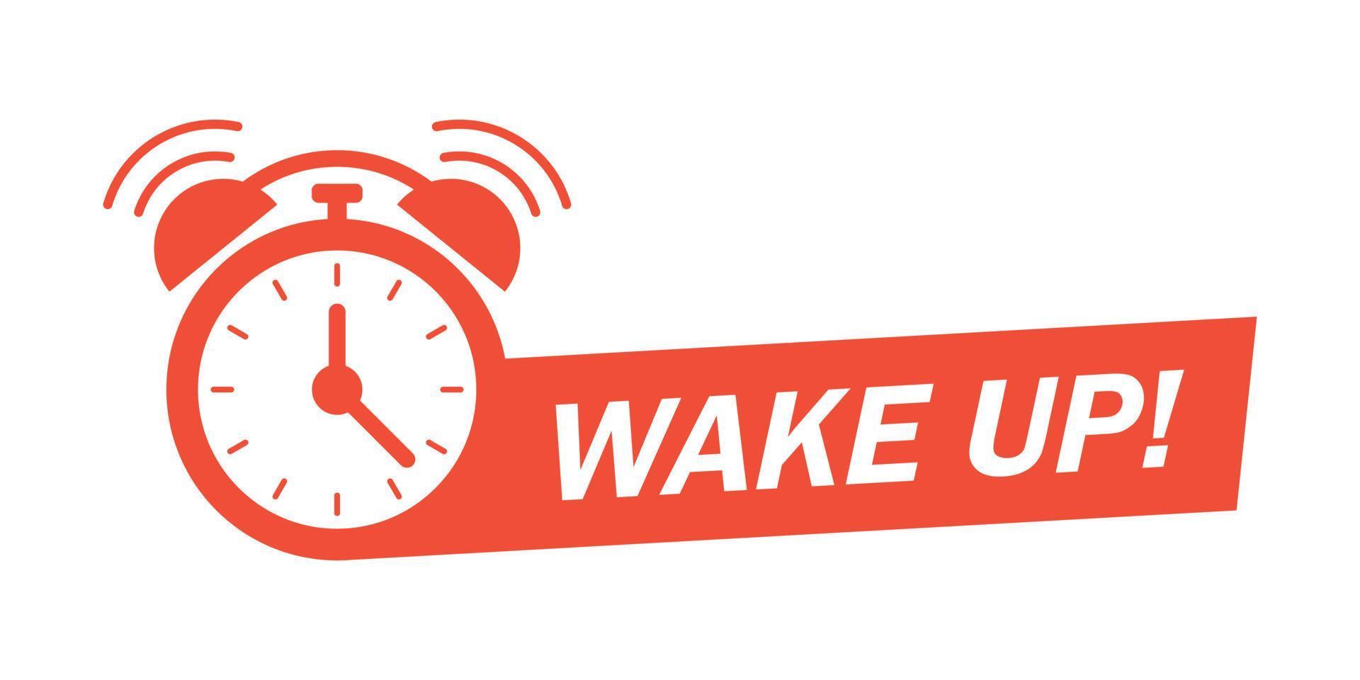 despertar arriba icono en plano estilo. bueno Mañana vector ilustración en aislado antecedentes. alarma reloj El sonar y mañanas despierta firmar negocio concepto.