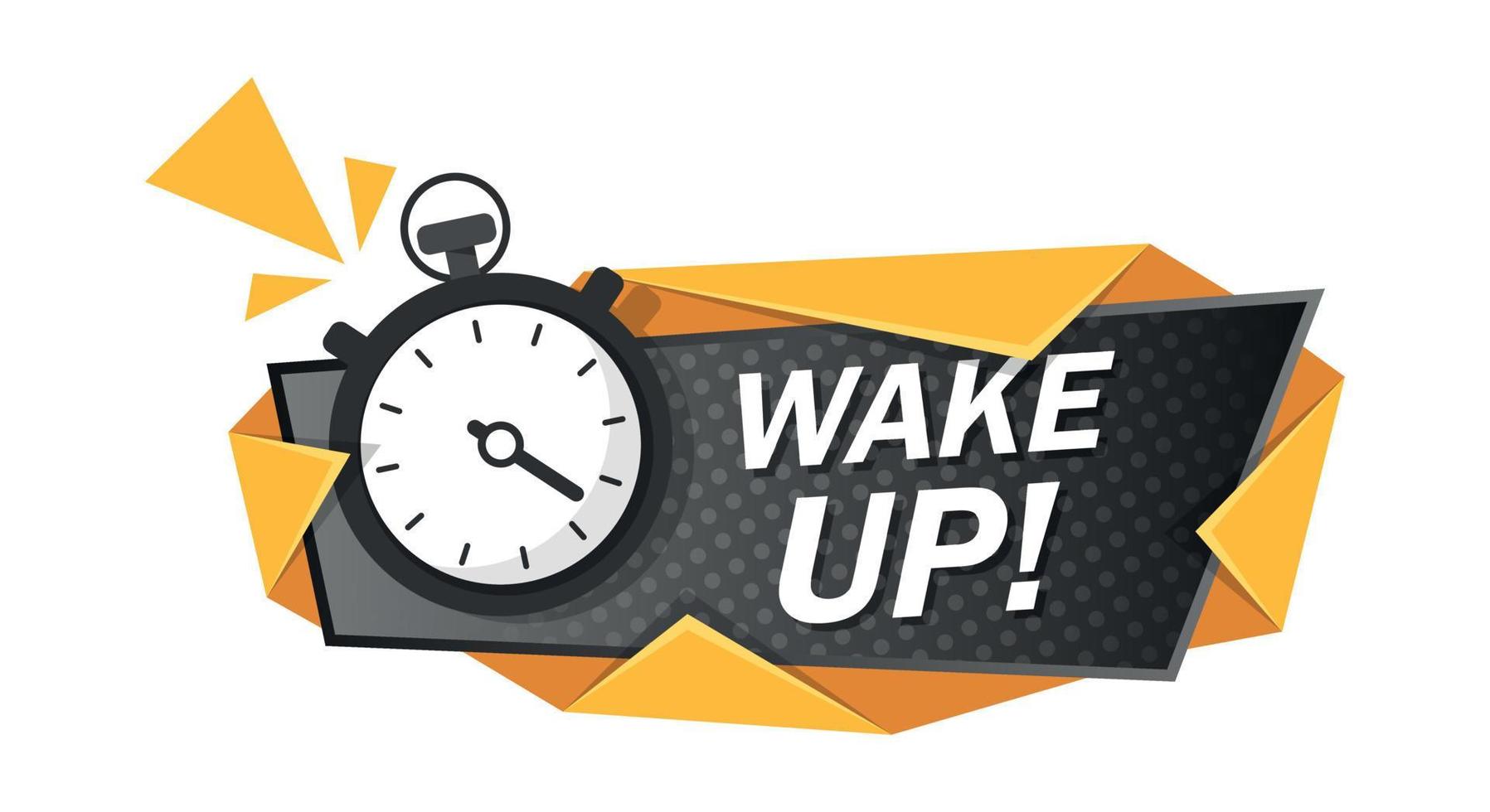 Wake up icon in flat style. Good morning vector illustration on isolated background. Alarm clock ringing and mornings wakes sign business concept.