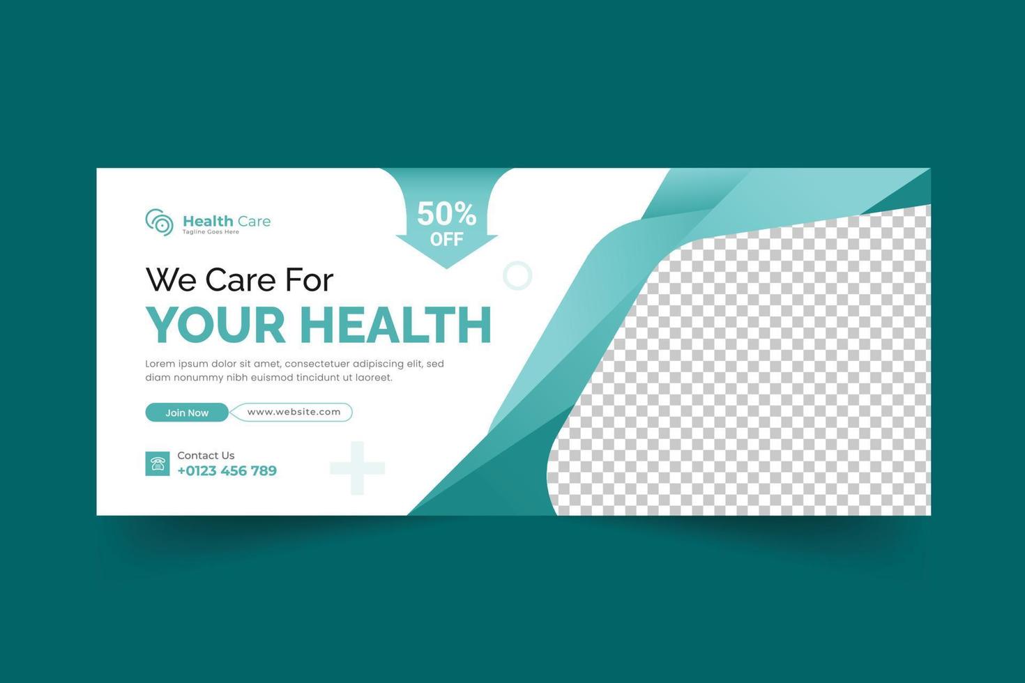 Healthcare web banner and social media cover design template vector