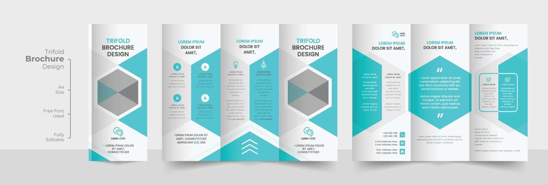 Modern business trifold brochure design template, Professional business three fold flyer template, Simple and minimalist promotion layout vector